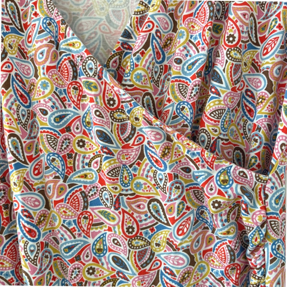 Boden Women's Paisley V-Neck Top US 12 Multicolor Stretch‎ 3/4 Sleeve Blouse - Picture 9 of 9